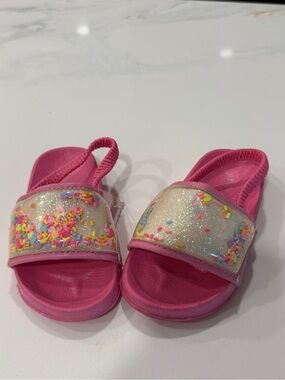 Girls' Pink Glitter Sprinkle Slide Sandals